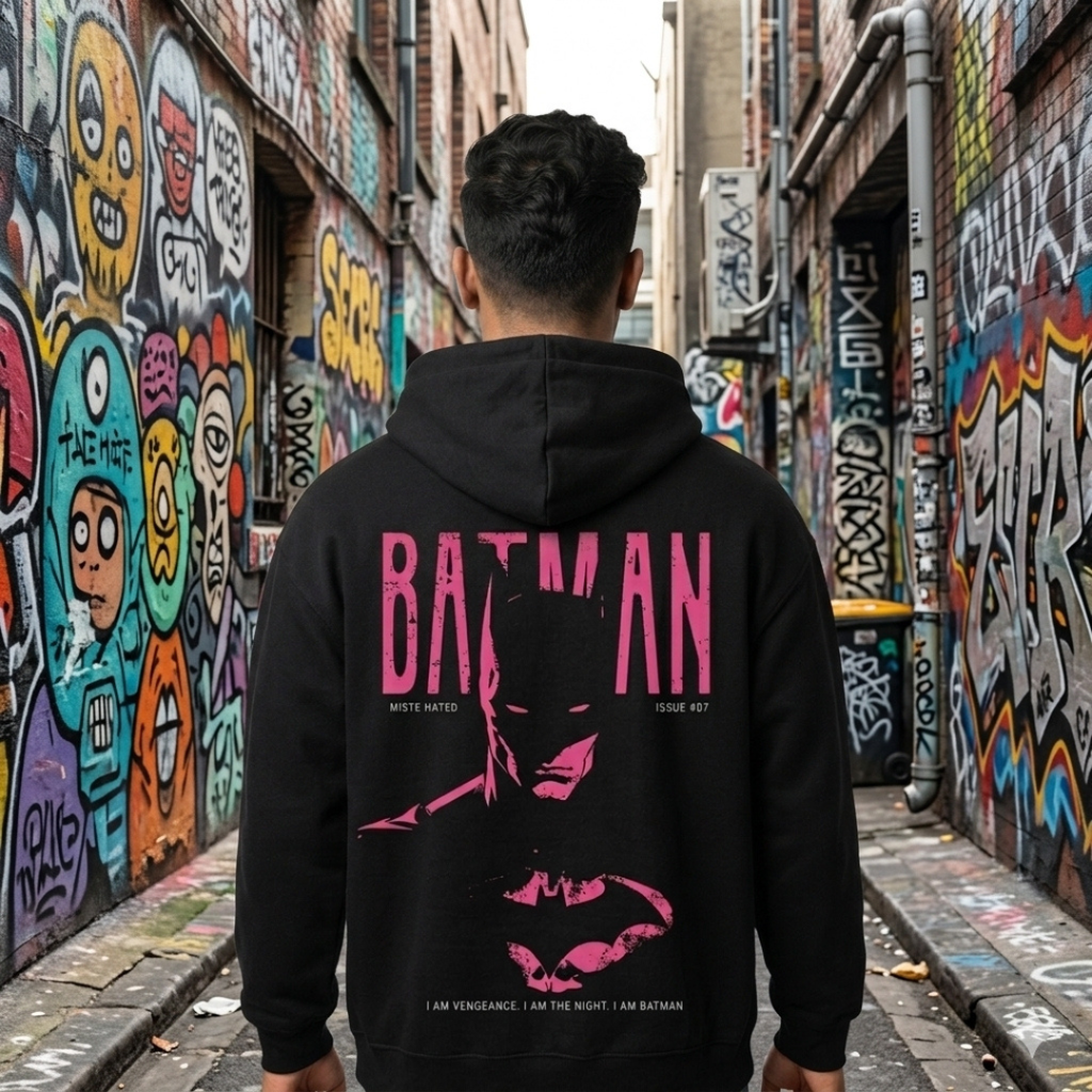 Midnight Vigilante - Oversized Graphic Hoodie