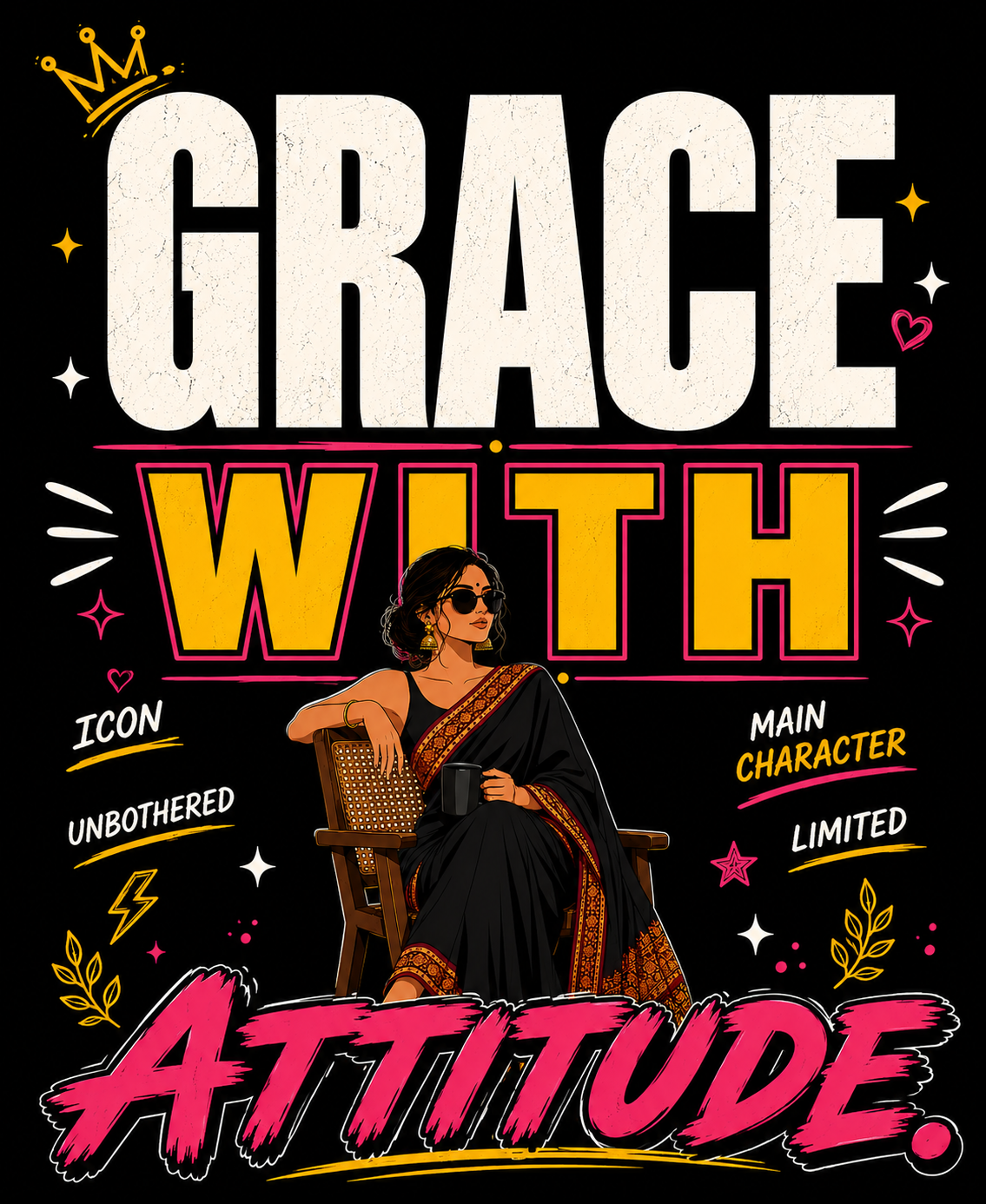 Grace With Attitude - Oversized Graphic T-shirt