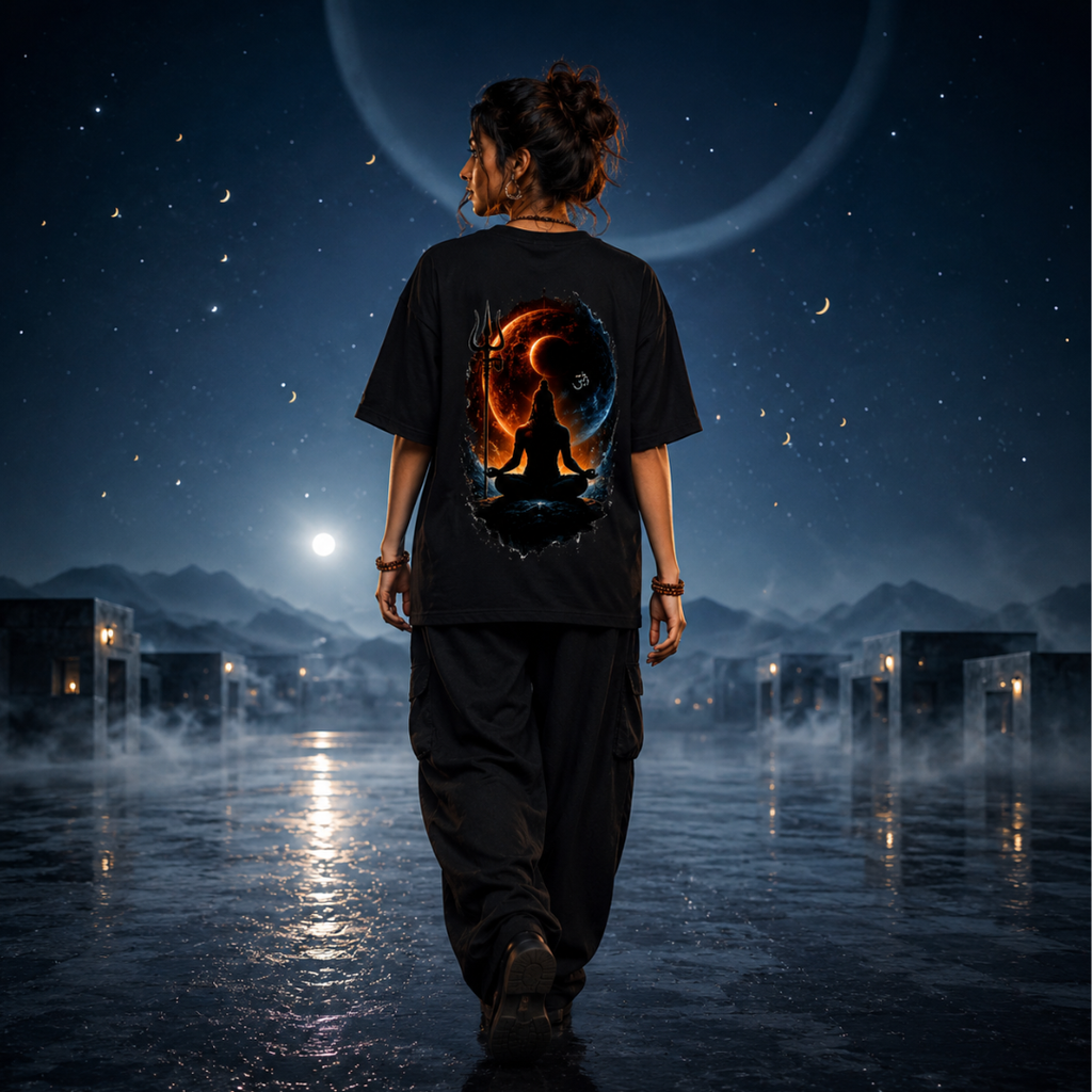Cosmic Mahadev - Unisex Oversized Graphic T-Shirt