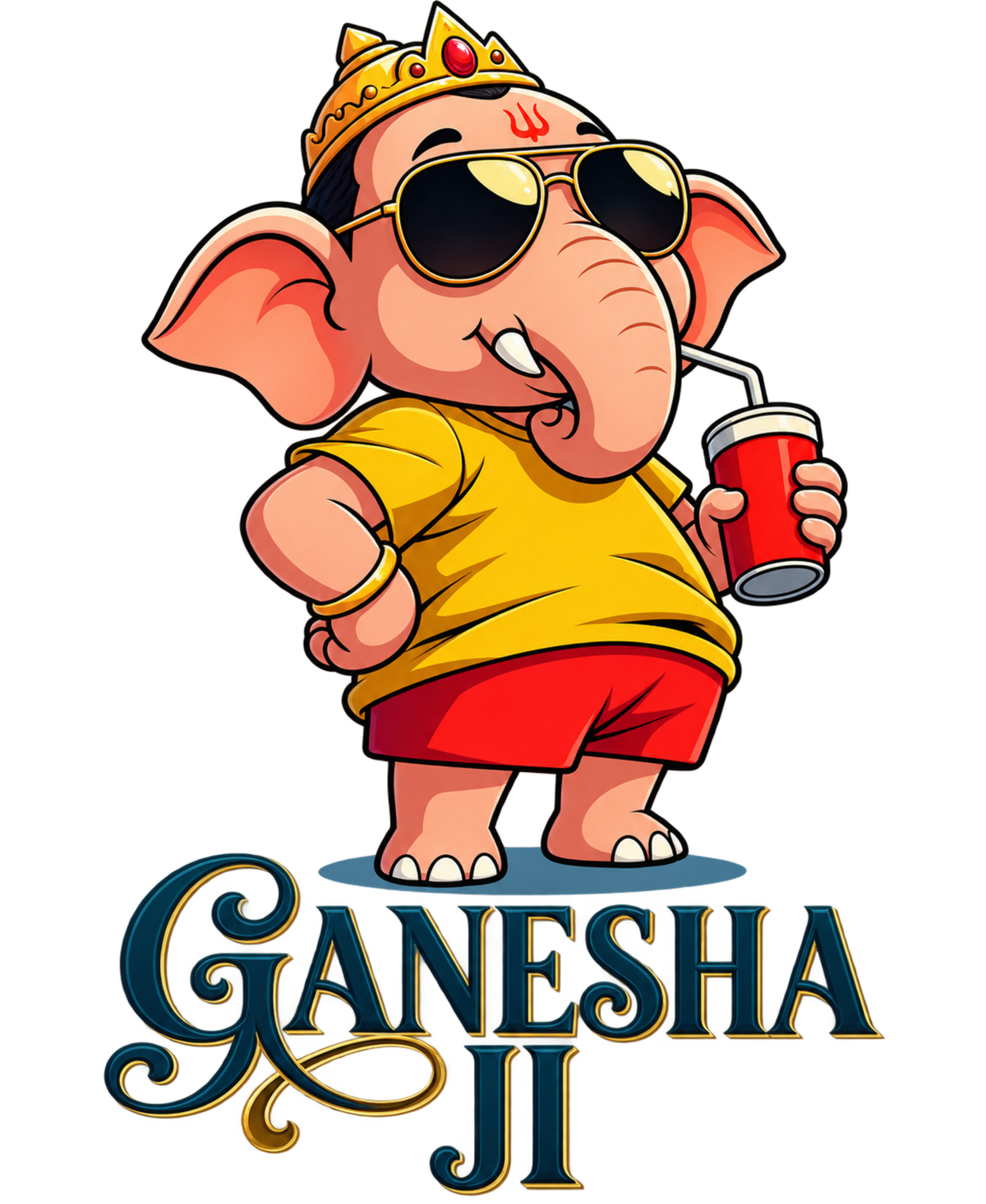 Ganesha Ji - The Cool Bappa Classic Graphic T-Shirt