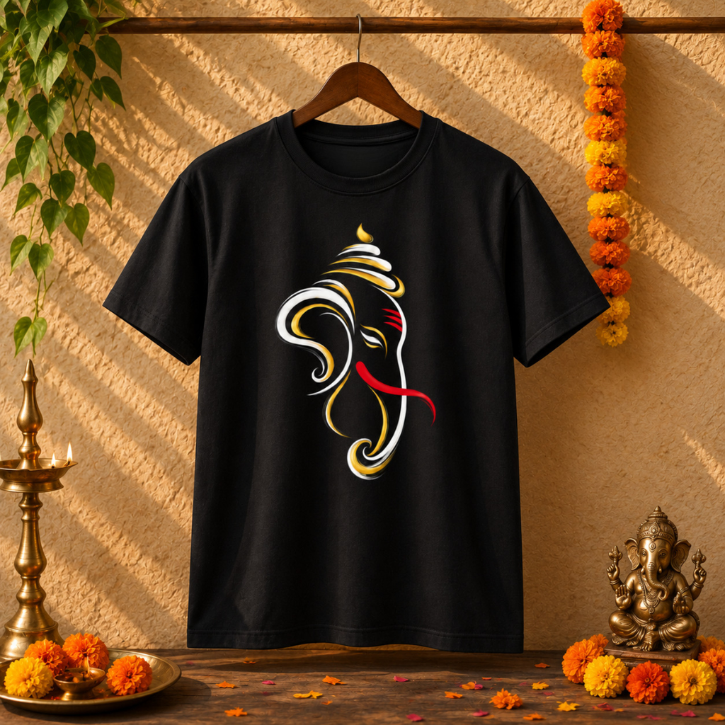 Divine Flow Ganesha - Oversized Graphic T-Shirt