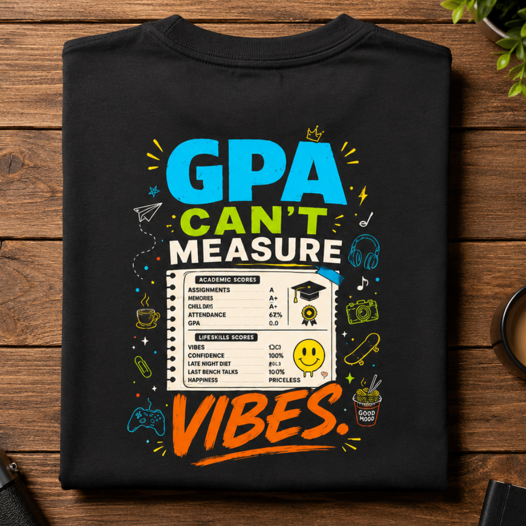 GPA Can't Measure Vibes™ - Oversized Graphic T-Shirt