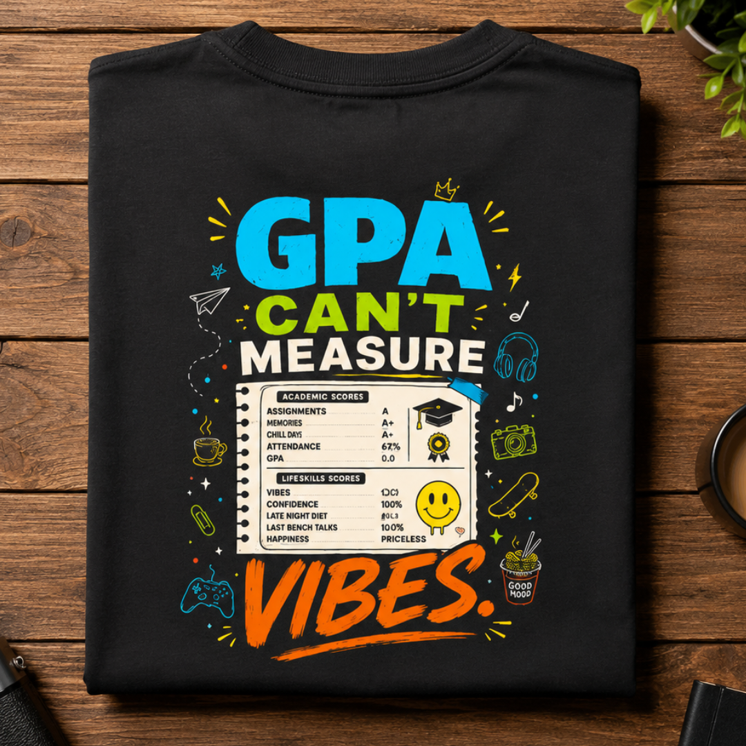 GPA Can't Measure Vibes™ - Oversized Graphic T-Shirt