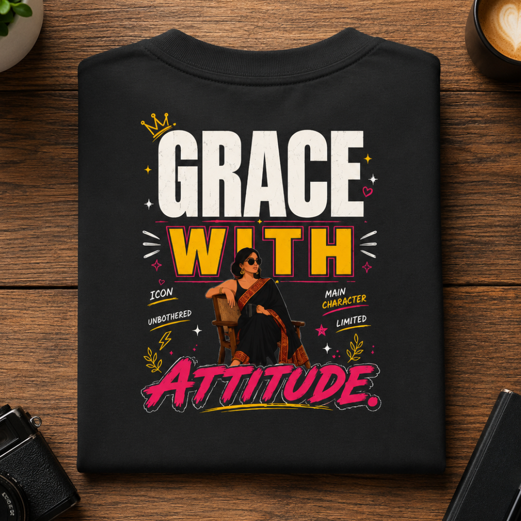 Grace With Attitude - Oversized Graphic T-shirt