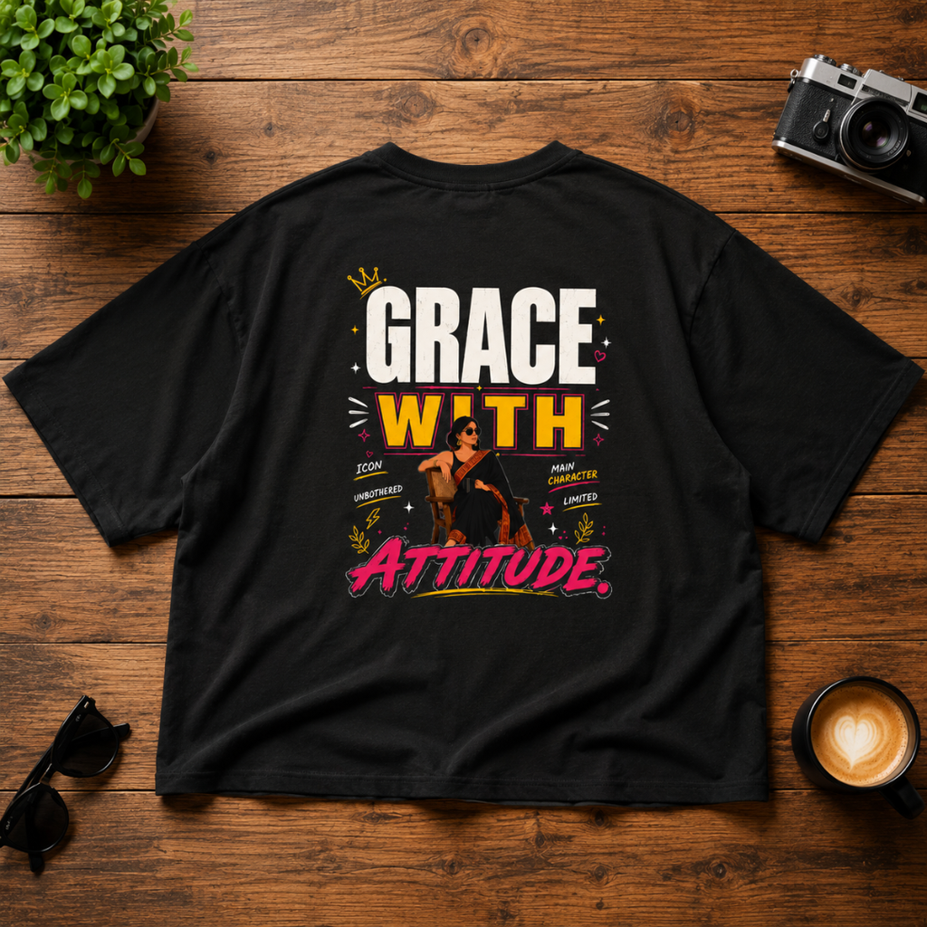 Grace With Attitude - Oversized Graphic T-shirt