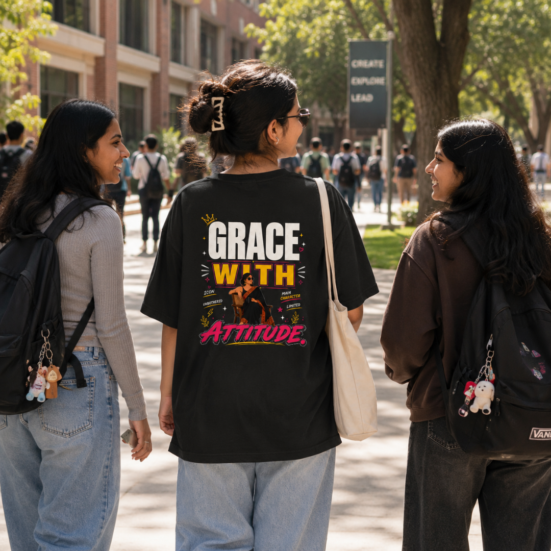 Grace With Attitude - Oversized Graphic T-shirt