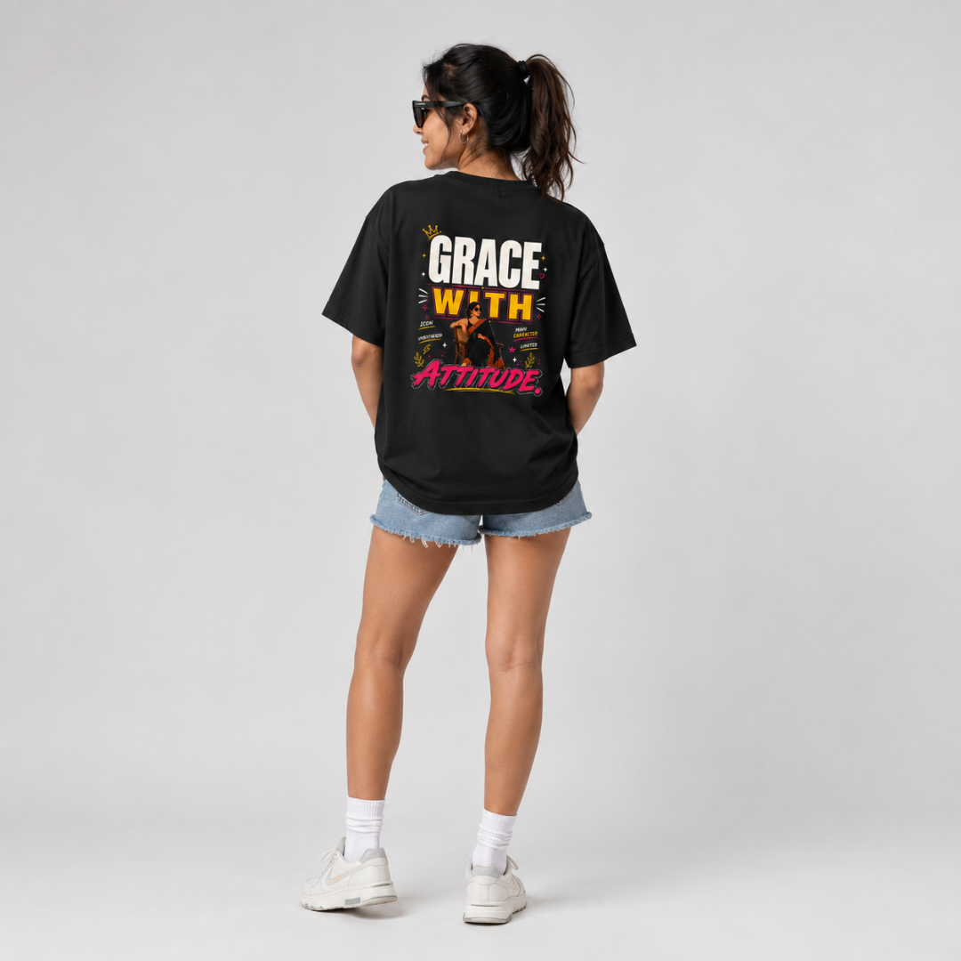 Grace With Attitude - Oversized Graphic T-shirt