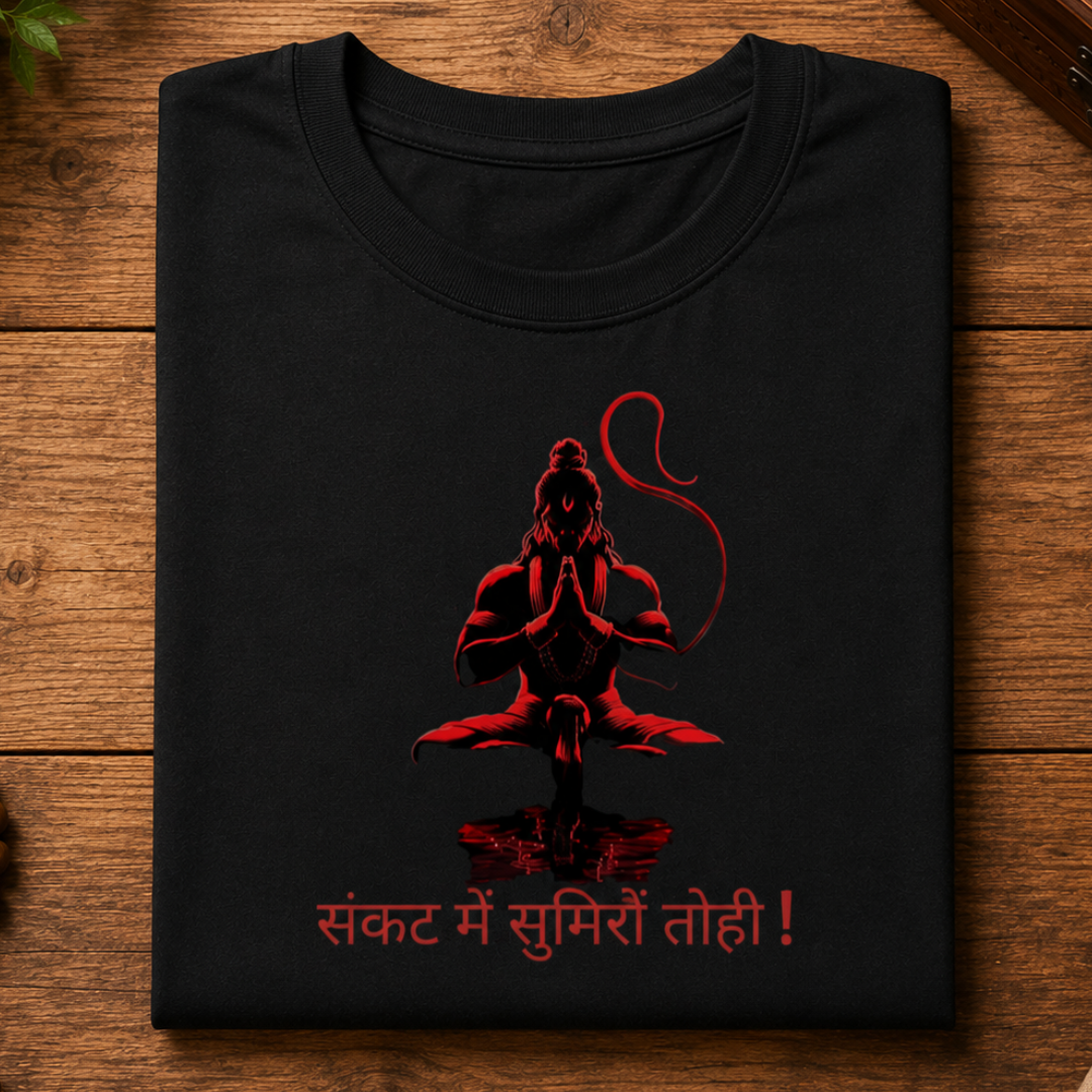 "Sankat Mein Sumiro Tohi" Lord Hanuman Graphic T-Shirt