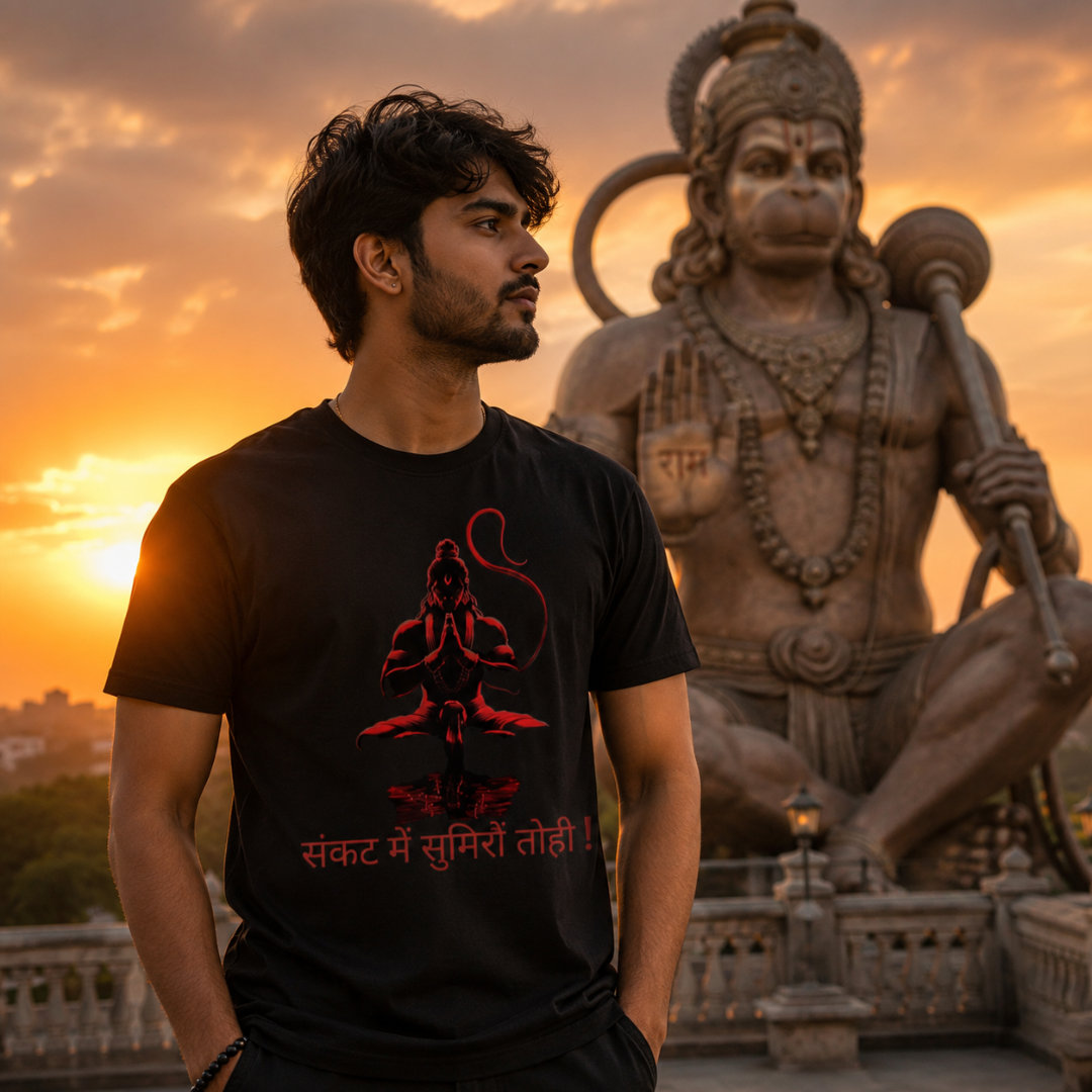 "Sankat Mein Sumiro Tohi" Lord Hanuman Graphic T-Shirt