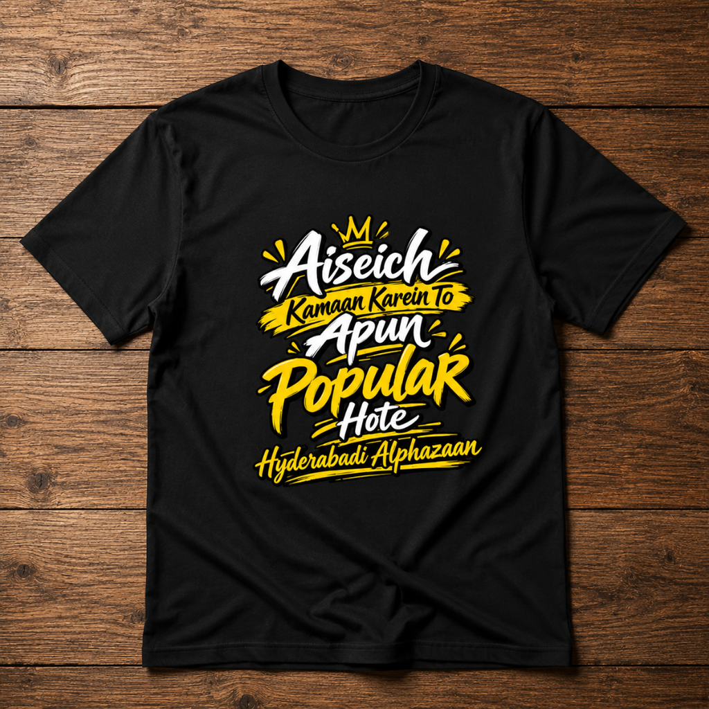 Aiseich Kamaan Karein To Apun Popular Hote - Hyderabadi Alphazaan Graphic T-Shirt