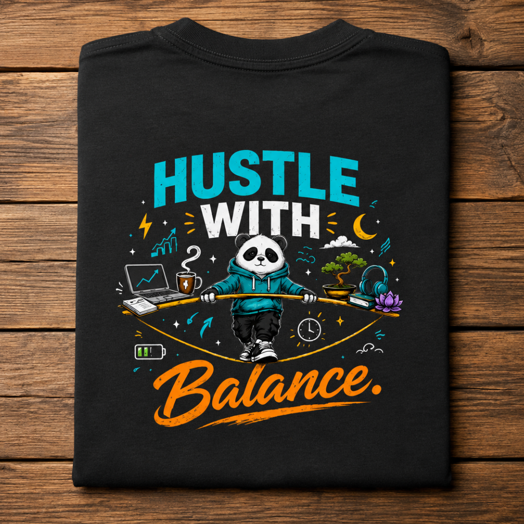 Hustle With Balance - Oversized Graphic T-Shirt