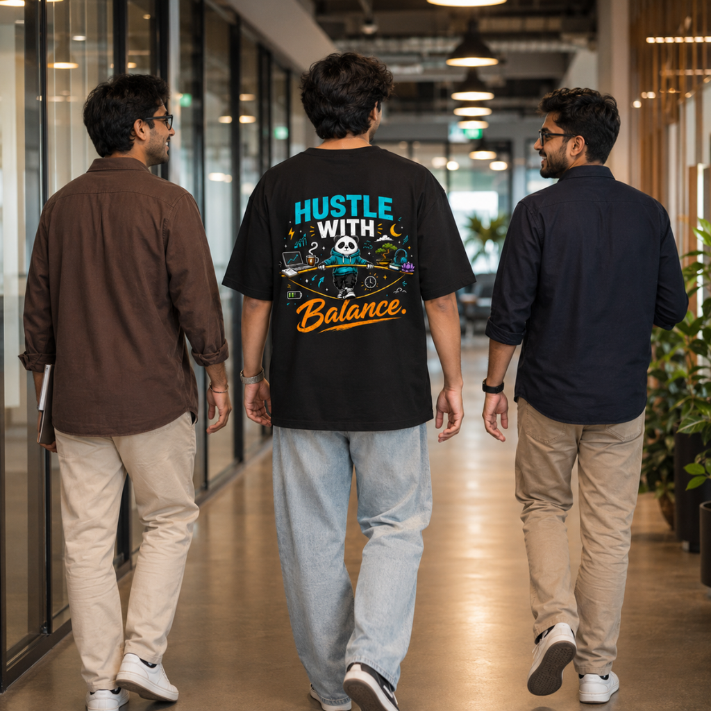 Hustle With Balance - Oversized Graphic T-Shirt
