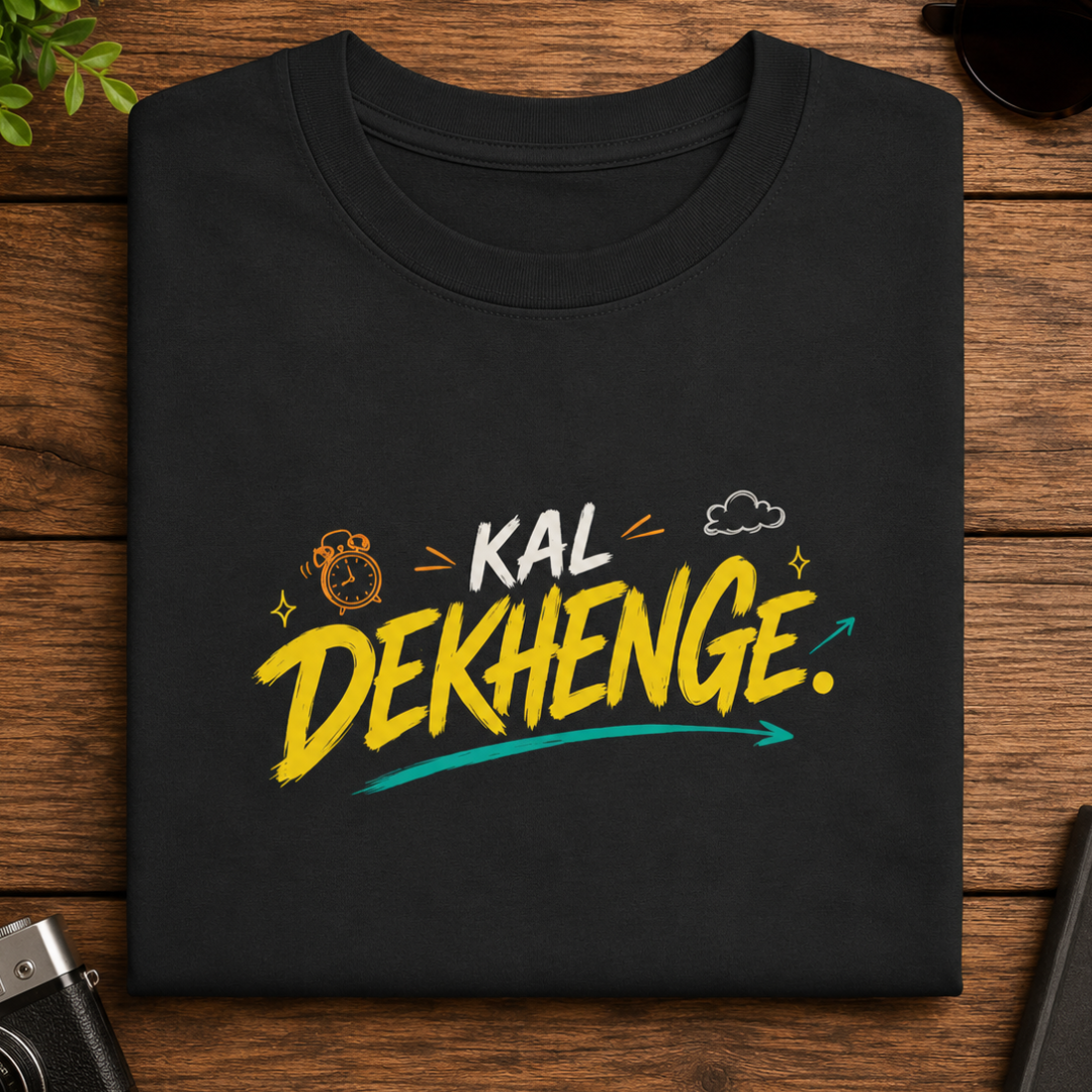 Kal Dekhenge. / Problem Bhi, Solution Bhi. - Oversized Graphic T-Shirt