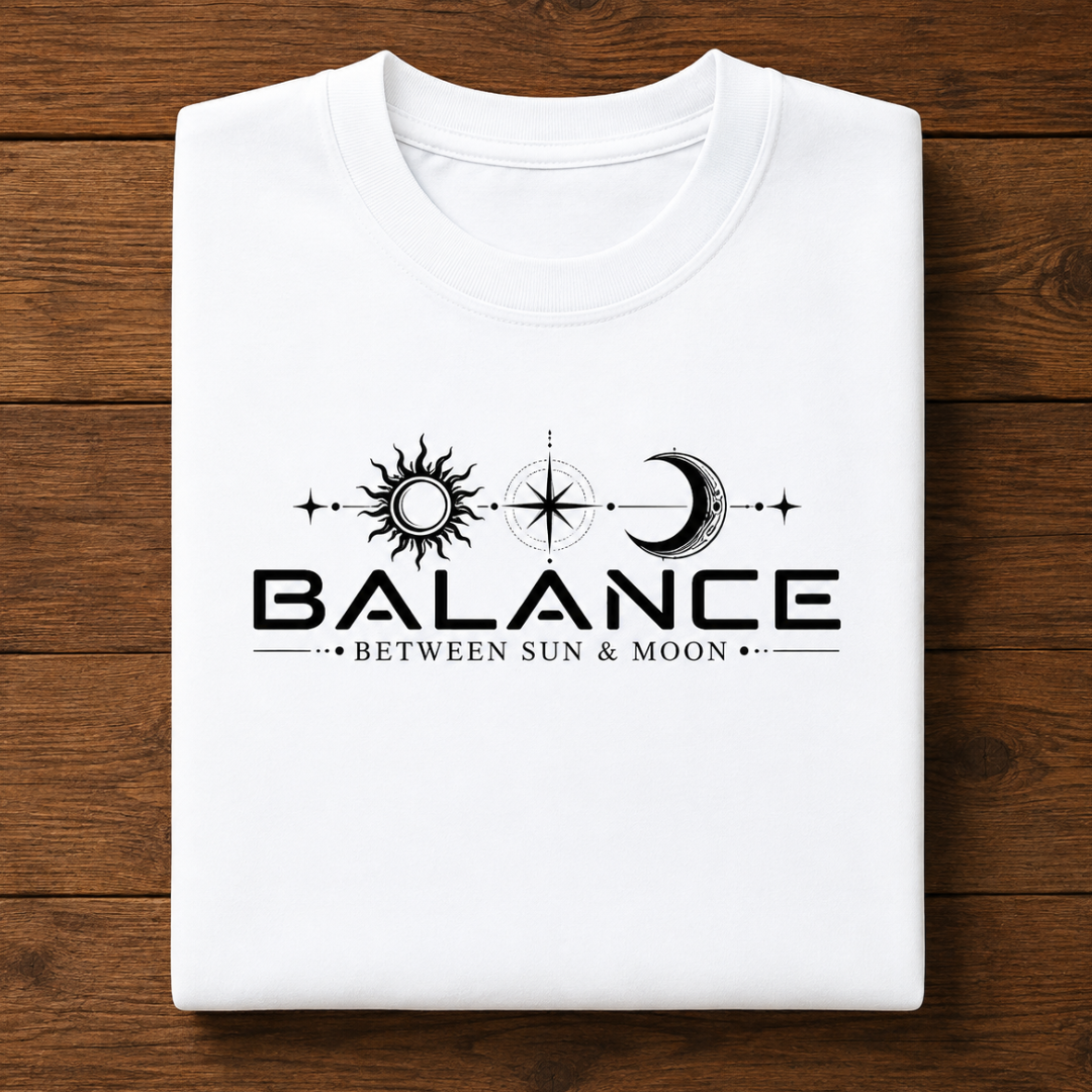 Balance Between Sun & Moon - Oversized Graphic T-Shirt