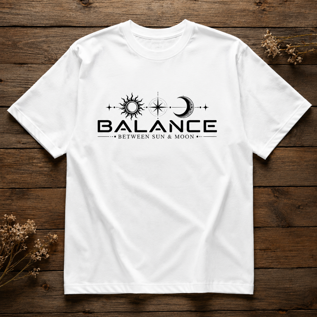 Balance Between Sun & Moon - Oversized Graphic T-Shirt