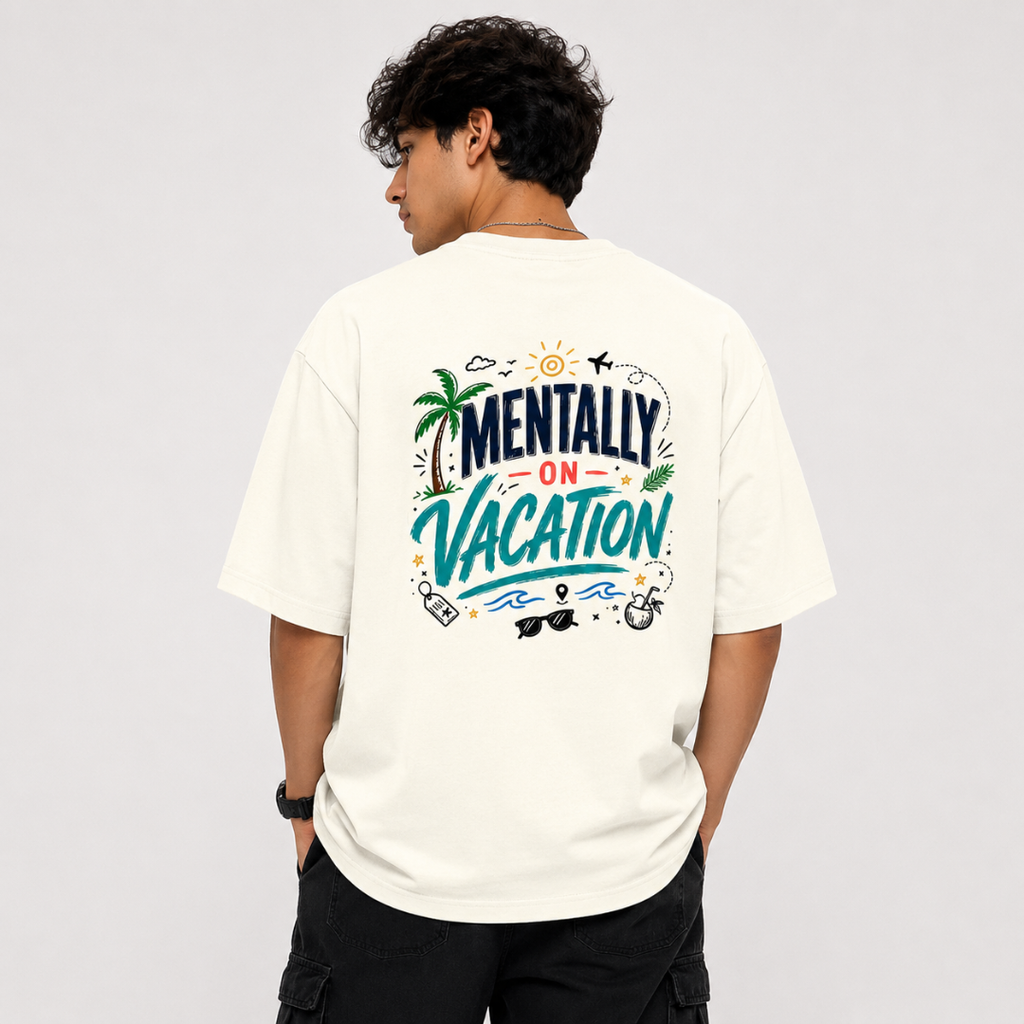 Mentally On Vacation - Graphic Back Print T-Shirt