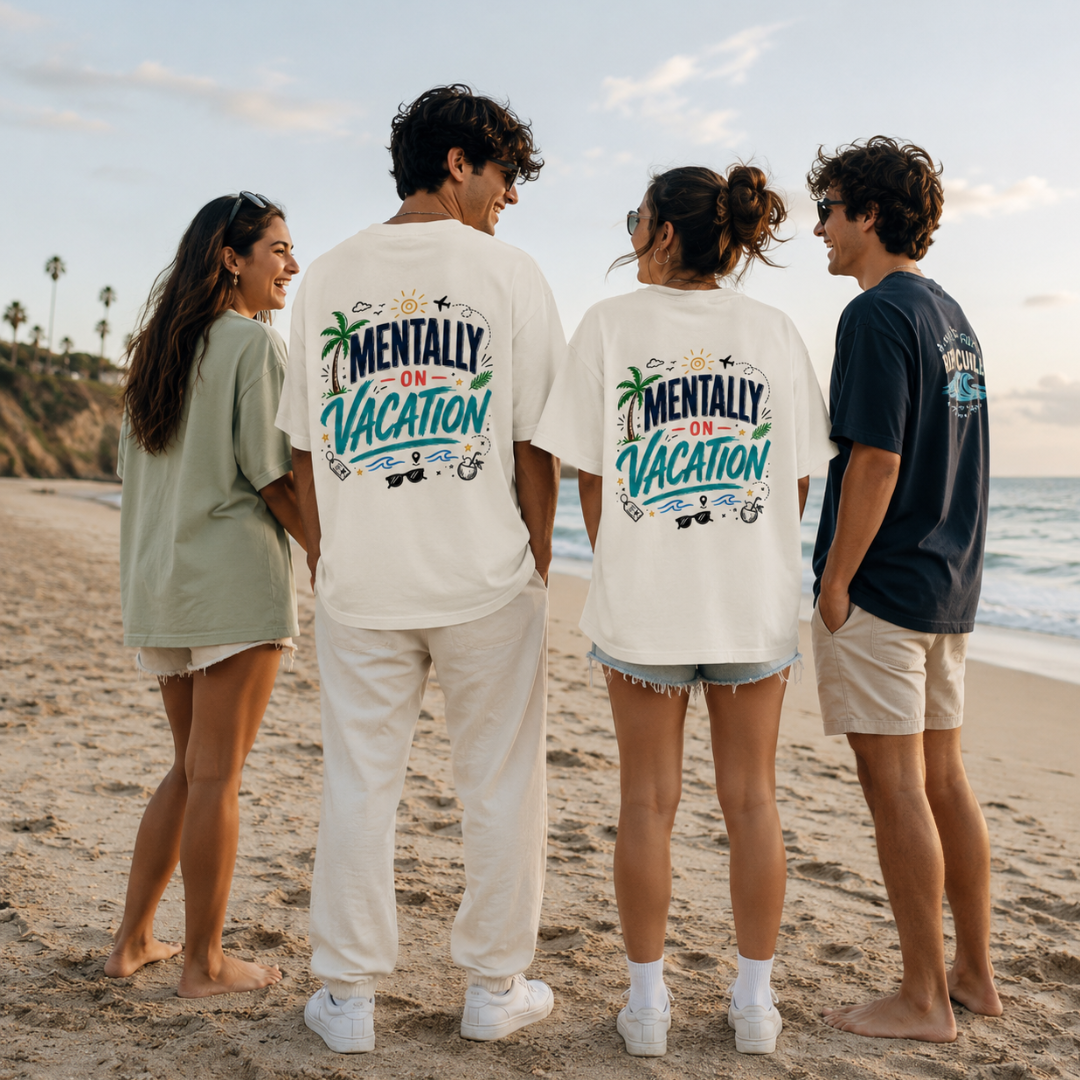Mentally On Vacation - Graphic Back Print T-Shirt