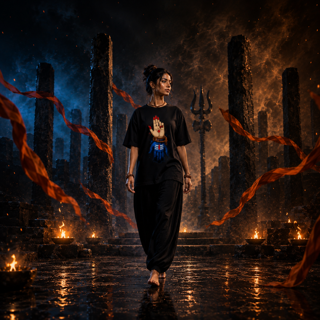 Abhaya Mudra - Unisex Oversized Graphic T-Shirt