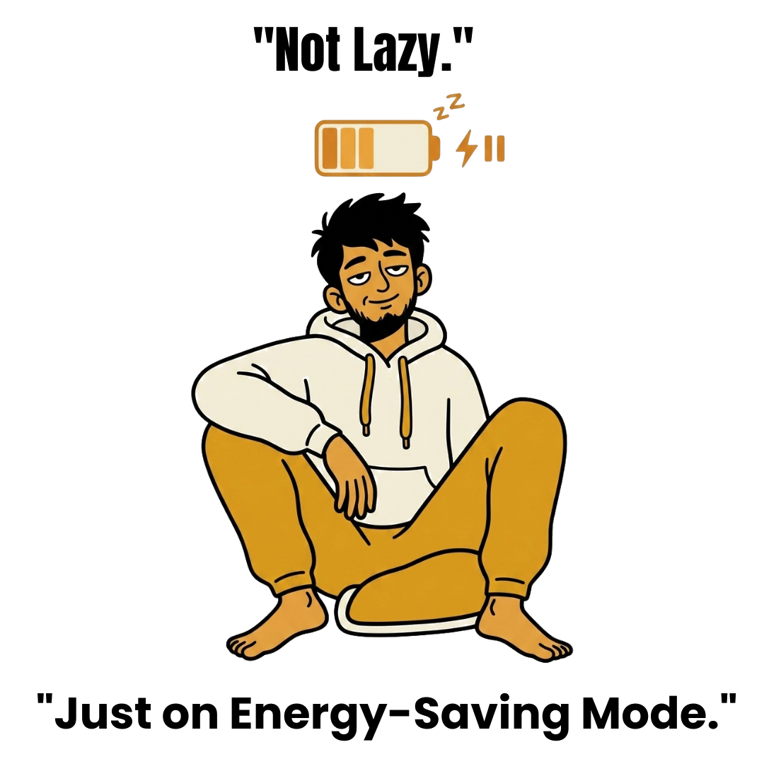 Funny "Not Lazy. Just on Energy-Saving Mode." graphic T-shirt