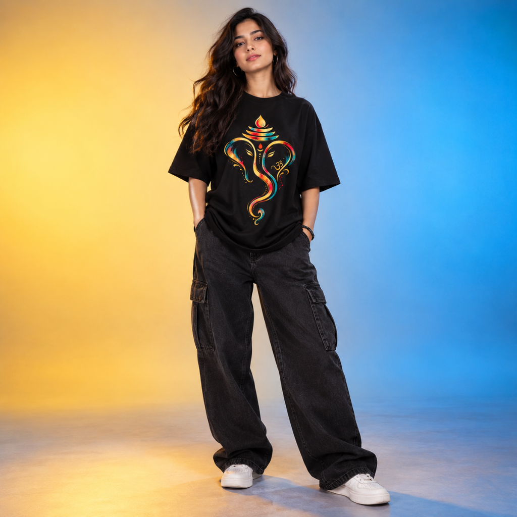 Divine Ganesha - Oversized Graphic T-Shirt