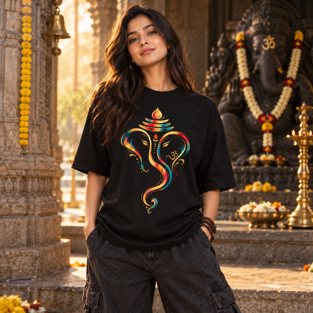 Divine Ganesha - Oversized Graphic T-Shirt