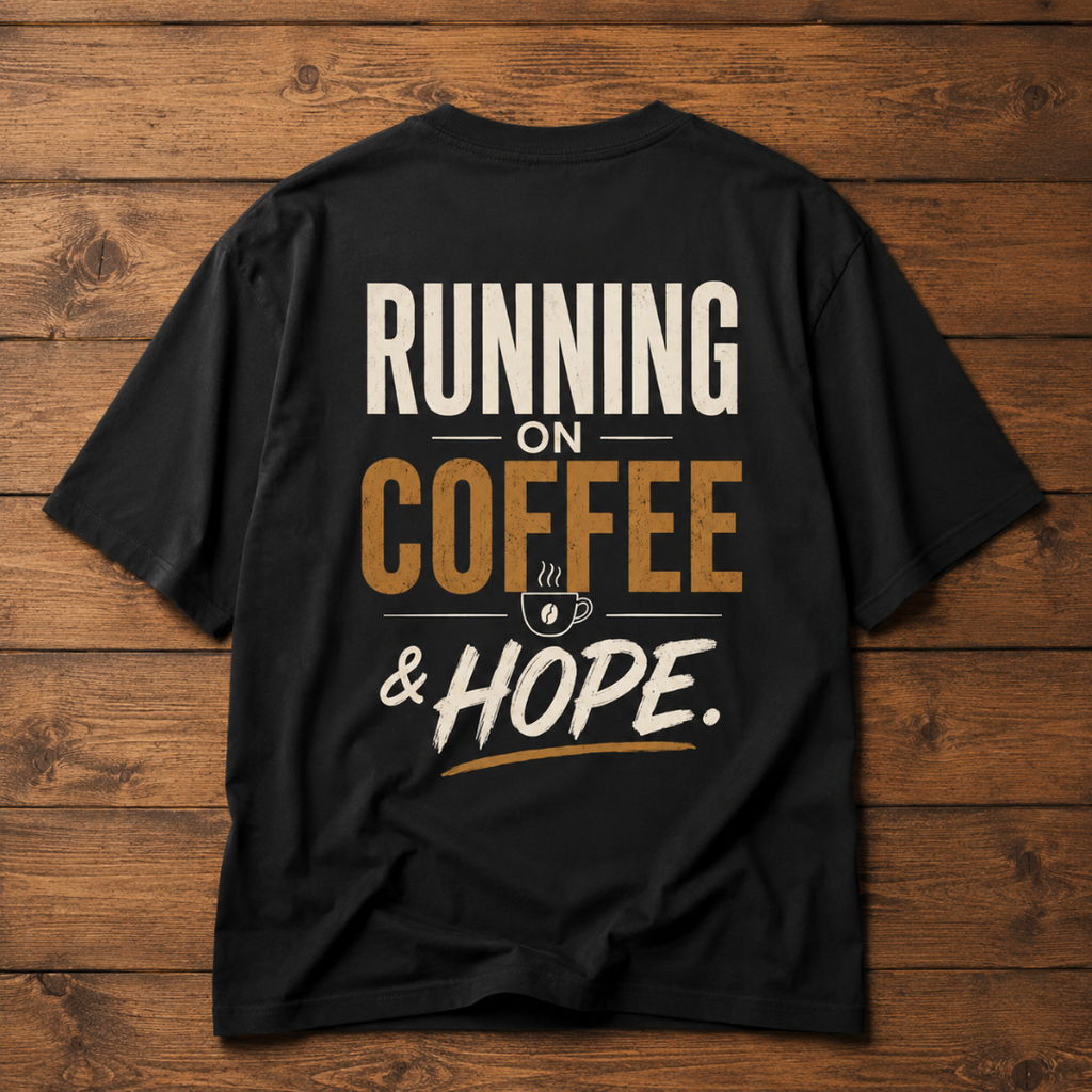Running on Coffee & Hope - Oversized Graphic T-Shirt