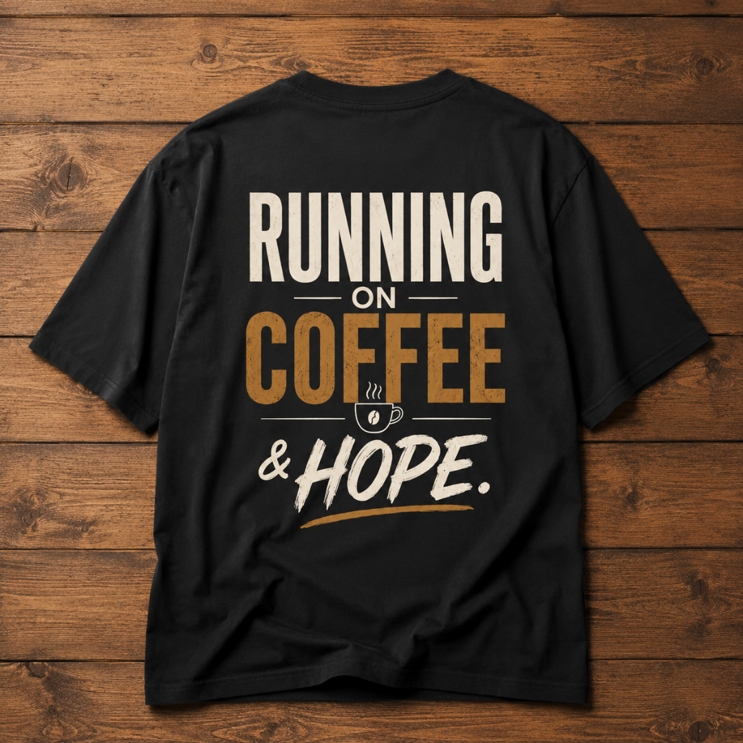 Running on Coffee & Hope - Oversized Graphic T-Shirt