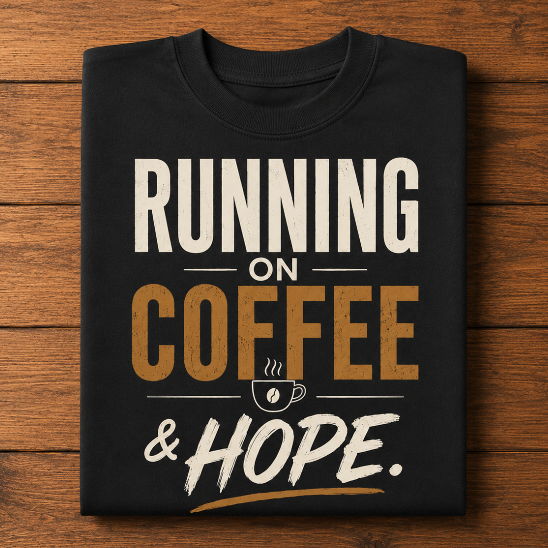 Running on Coffee & Hope - Oversized Graphic T-Shirt