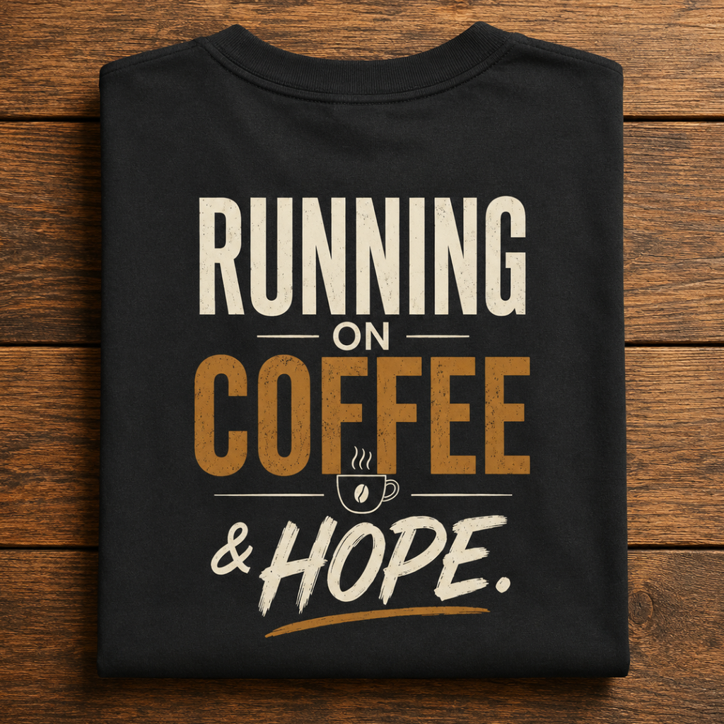 Running on Coffee & Hope - Oversized Graphic T-Shirt