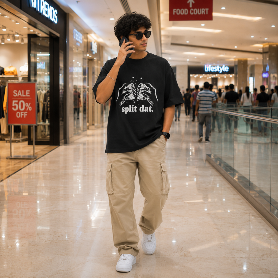 Split Dat. - Oversized Graphic T-Shirt