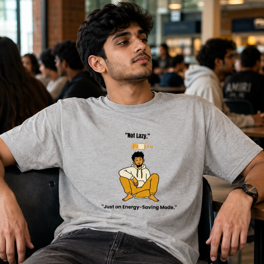 Funny "Not Lazy. Just on Energy-Saving Mode." graphic T-shirt