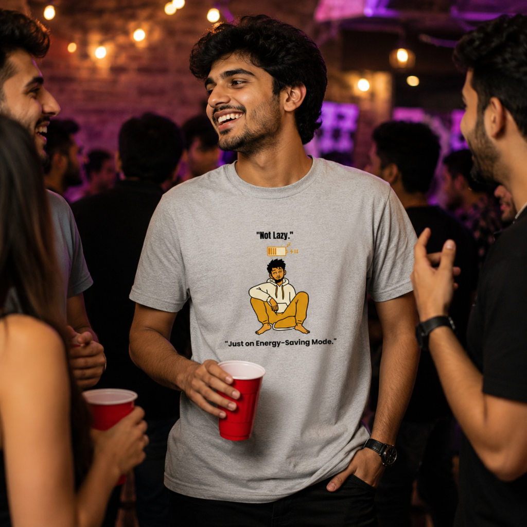 Funny "Not Lazy. Just on Energy-Saving Mode." graphic T-shirt